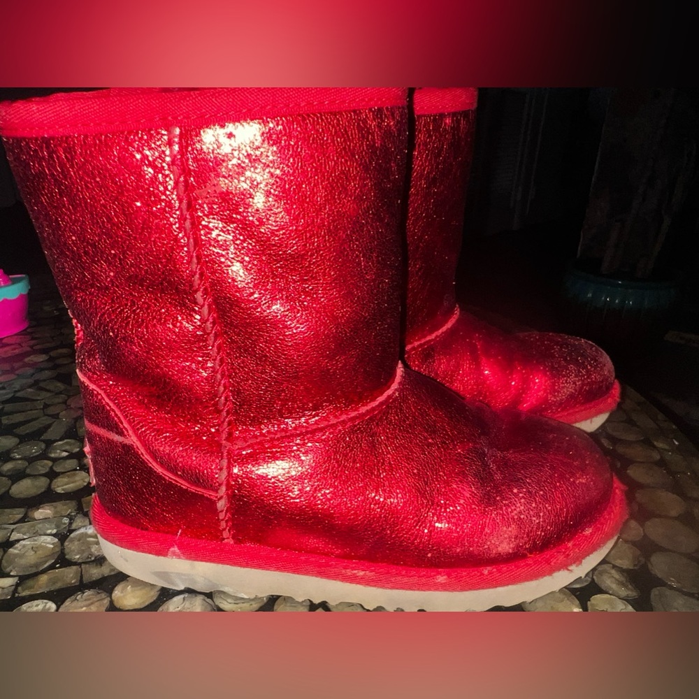 Kids Sparkly Metallic Leather Uggs